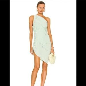 Norma Kamali light blue/ mint color  One-Shoulder Mini Dress
